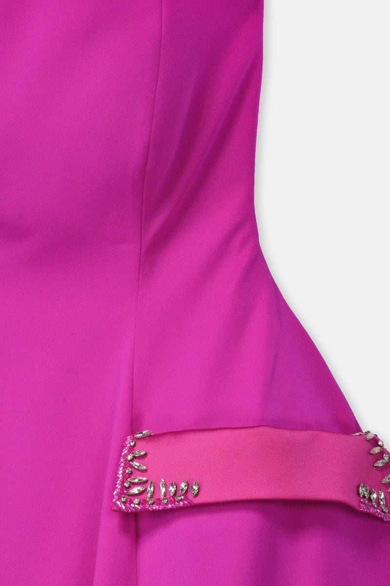 Nean Strapless Pocket Detail Gown Fuchsia