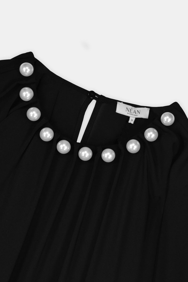 Nean Pearl-Embellished Maxi Dress Black