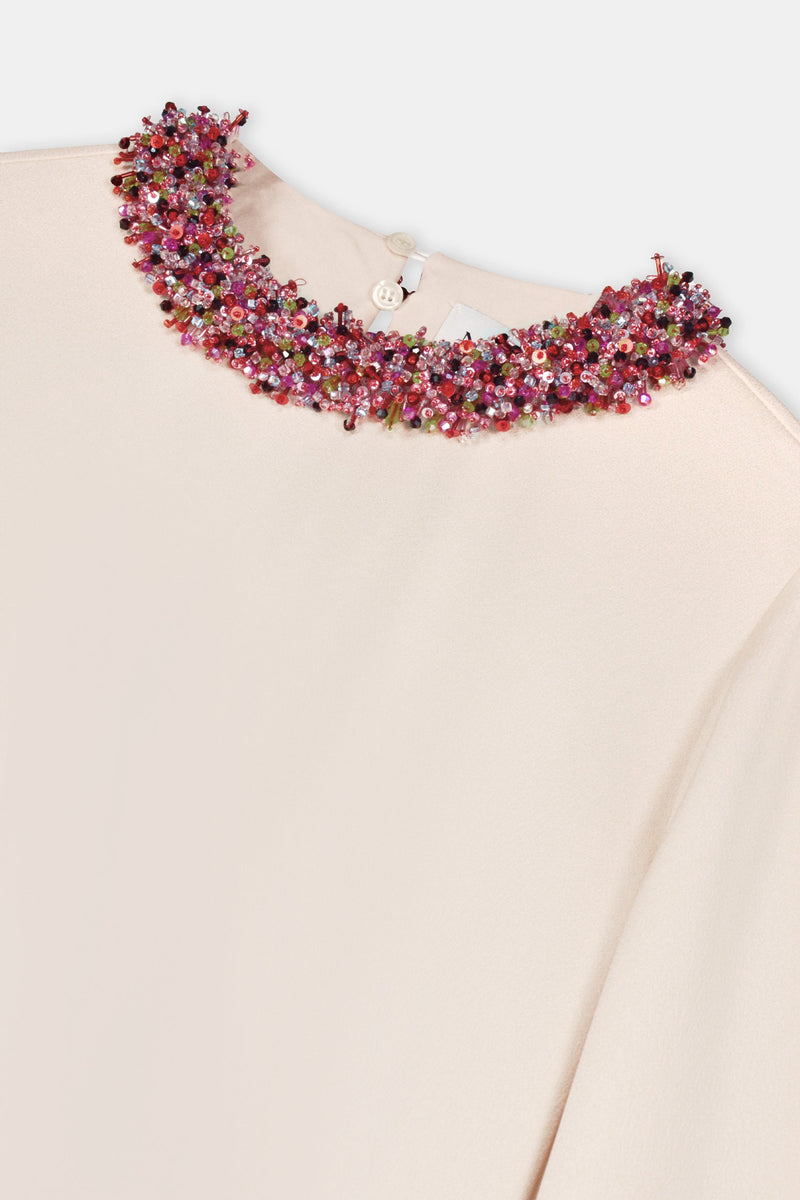 Nean Embellished Collar Gown Cream