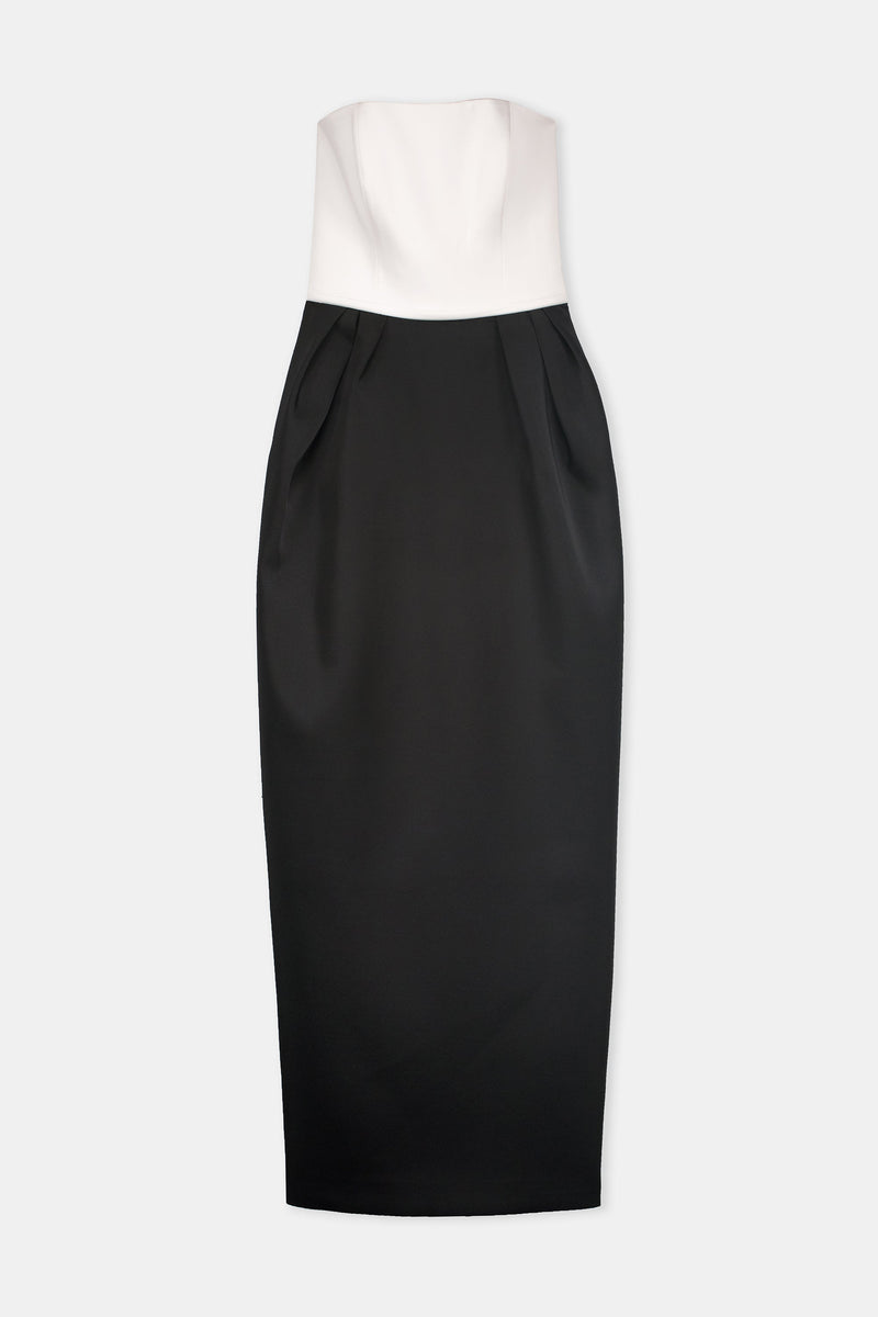 Nean Strapless Color-Block Gown Black-White