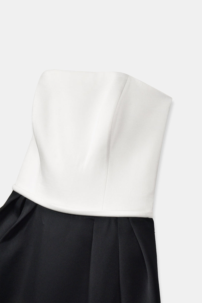 Nean Strapless Color-Block Gown Black-White