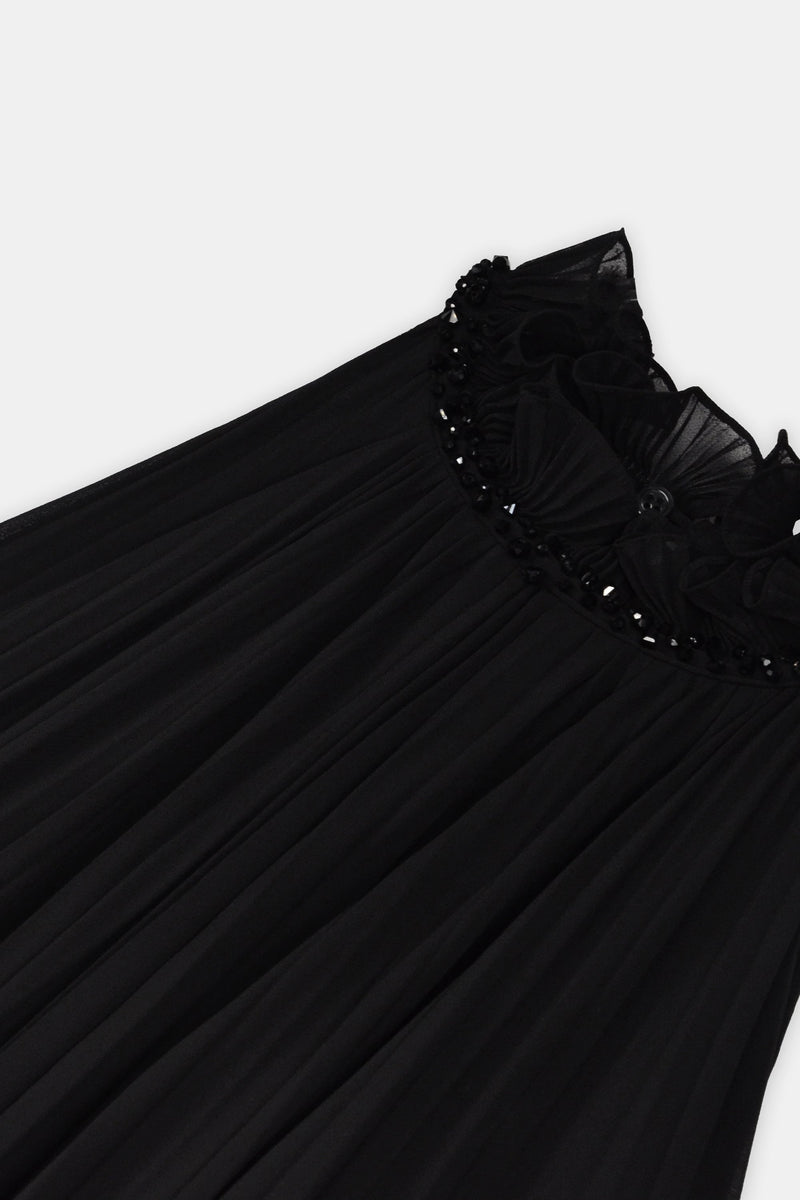 Nean Pleated Halter Neck Gown Black