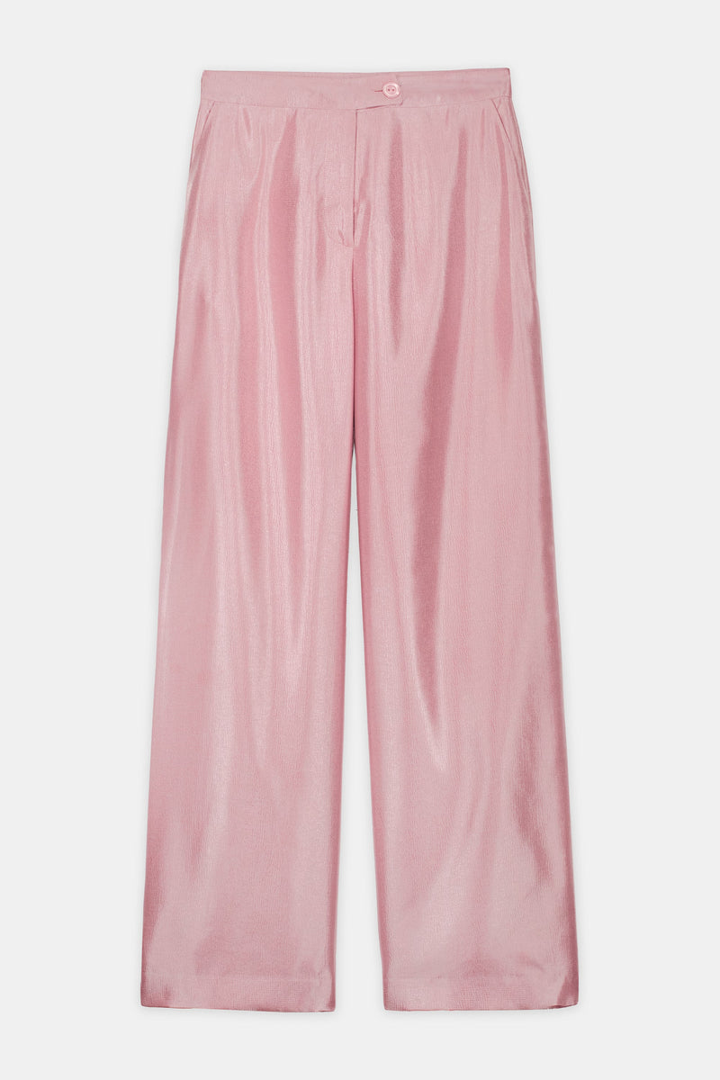 Nean Metallic Pink Wide-Leg Trousers Light Pink