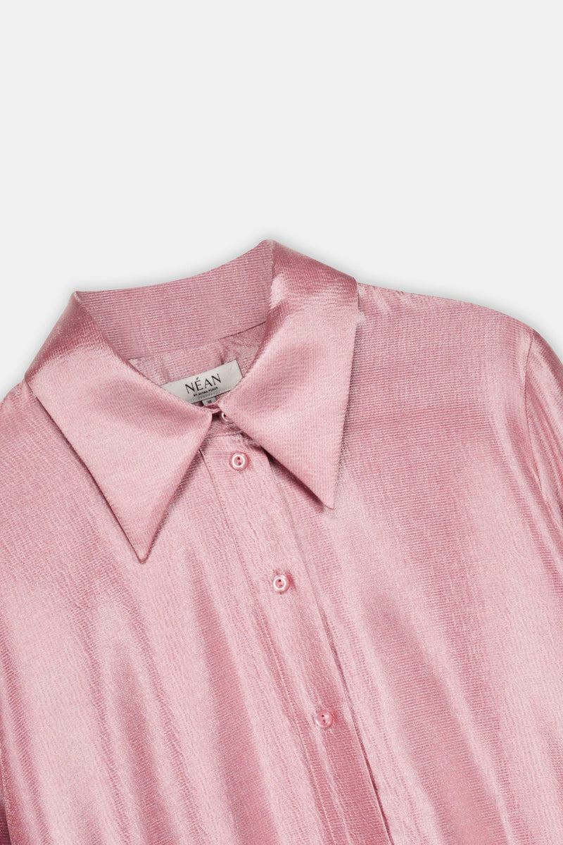 Nean Metallic Pink Longline Shirt Light Pink