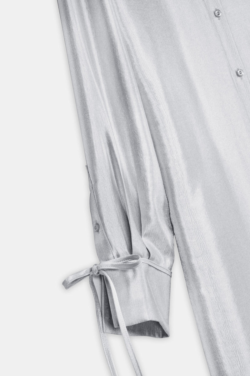 Nean Metallic Silver Oversized Shirt Dress Silver