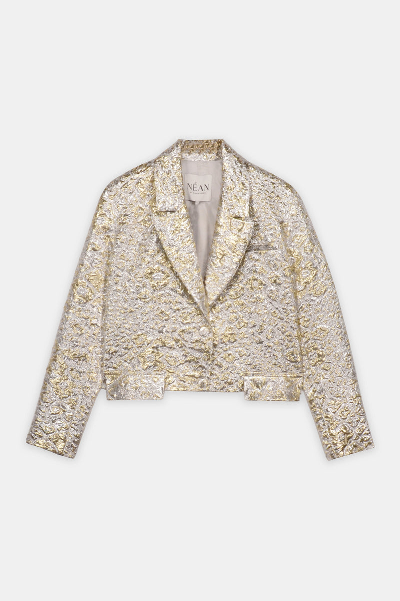Nean Metallic Jacquard Tailored Blazer
 Silver