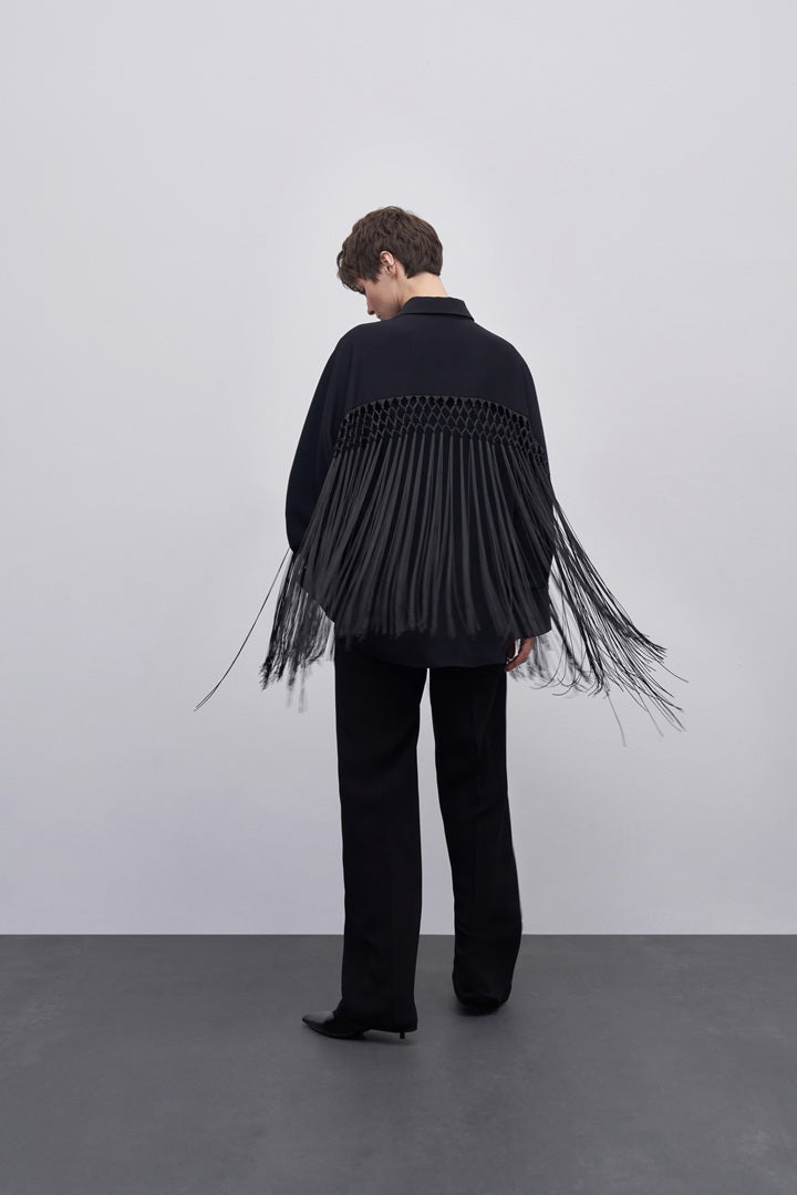 Kk Design Fringe Detailed Shirt Black