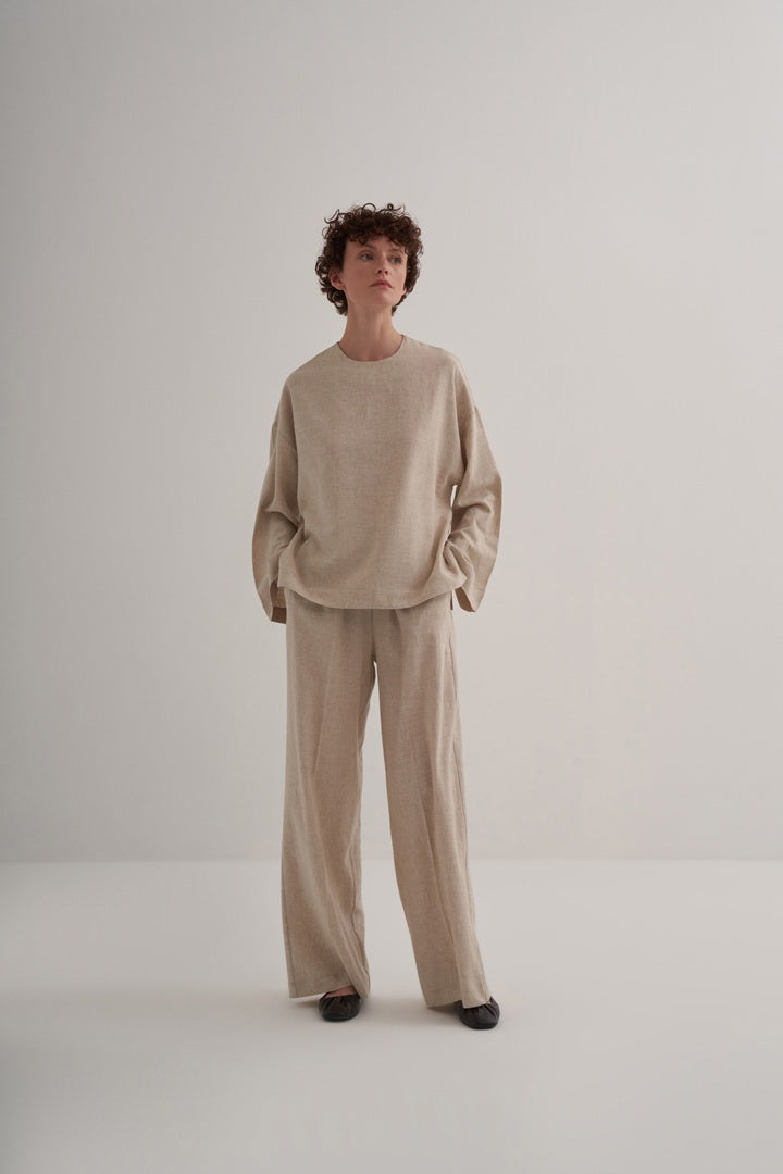 Kk Design Linen Basic Blouse Natural