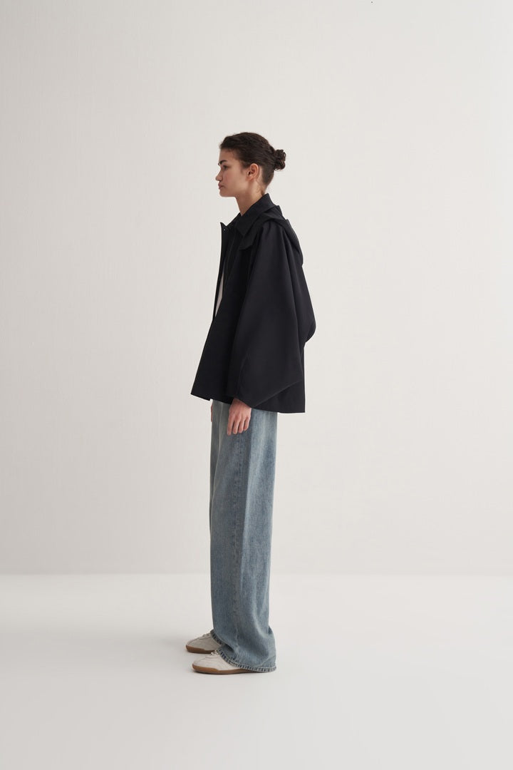 Kk Design Pieced Cotton Trench Coat Black