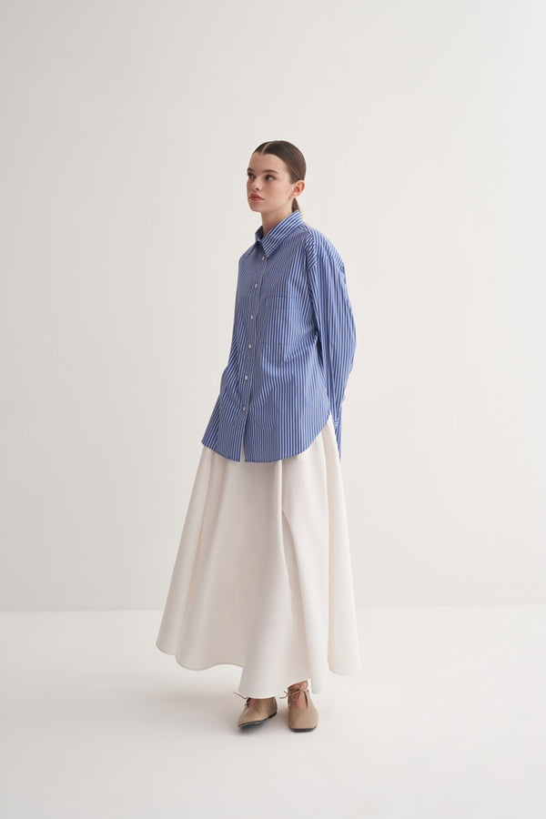 Kk Design Striped Oversize Shirt Blue