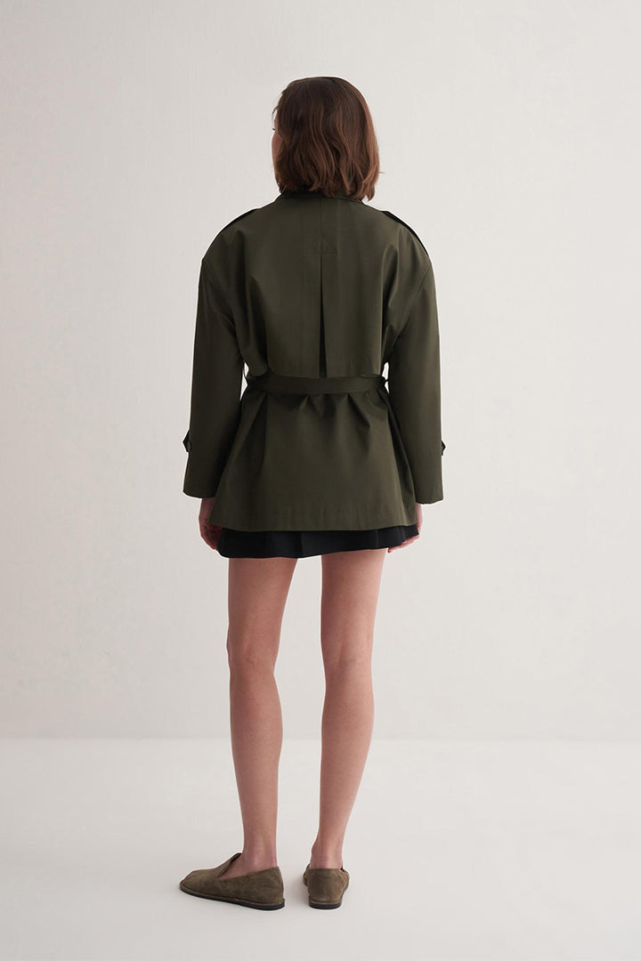 Kk Design Organic Cotton Trench Coat Dark Kaki
