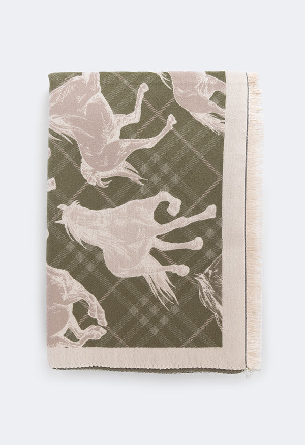 Choice Horse Pattern Pashmina Scarf Green