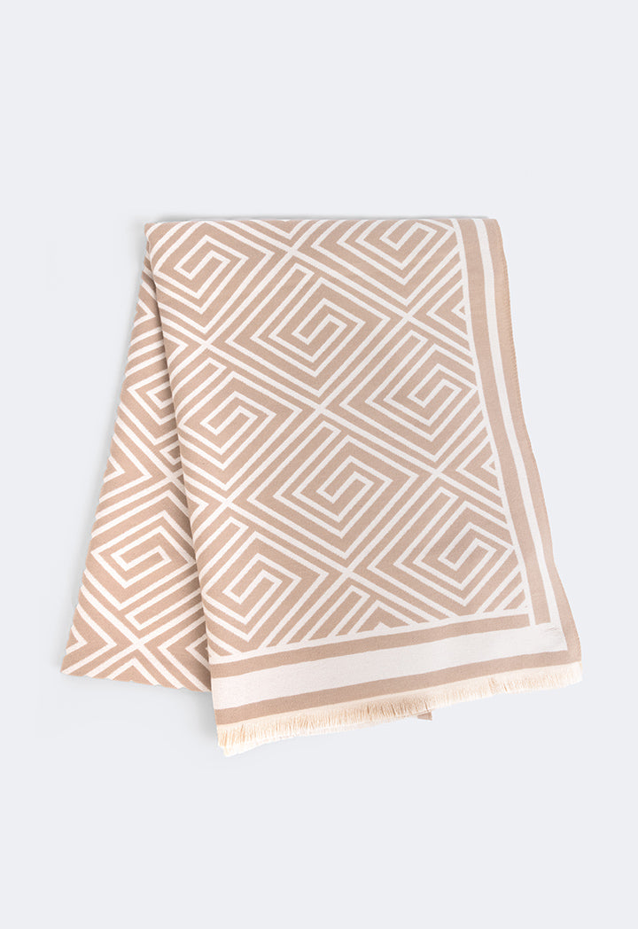 Choice Greek Key Pashmina Scarf Beige