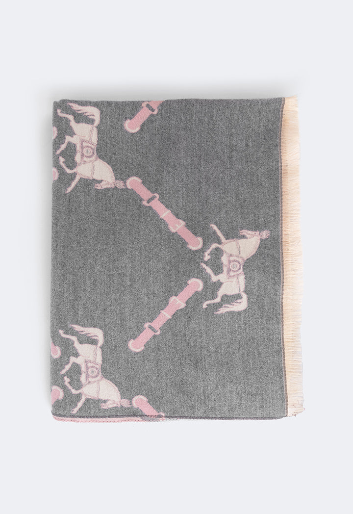 Choice Horse Pattern Pashmina Scarf Grey