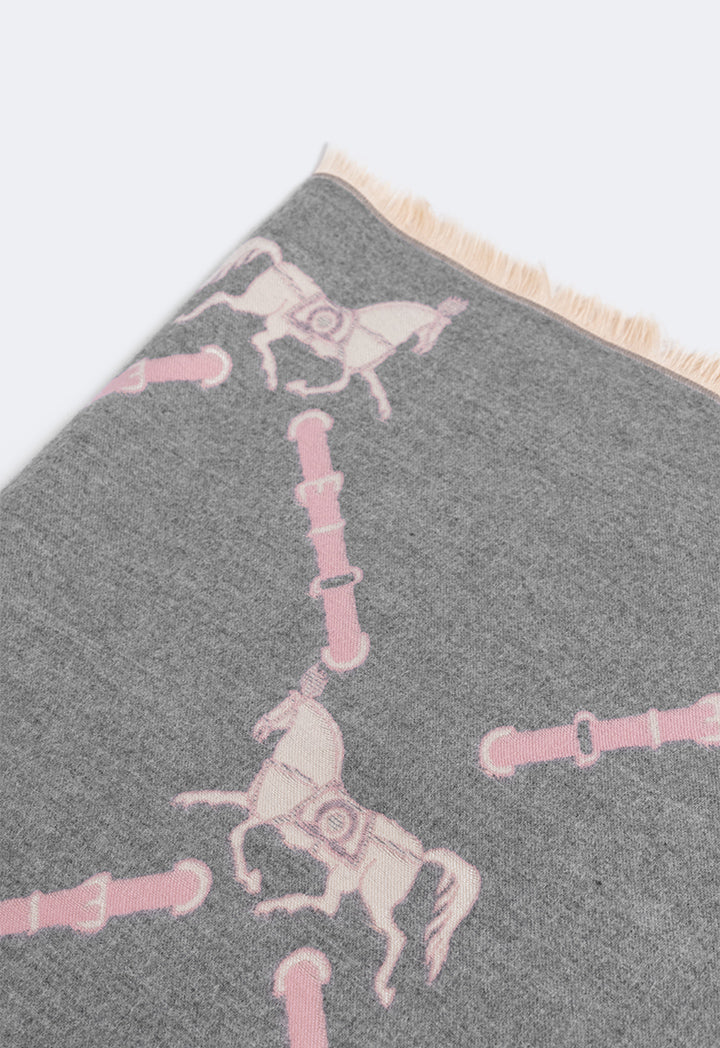 Choice Horse Pattern Pashmina Scarf Grey