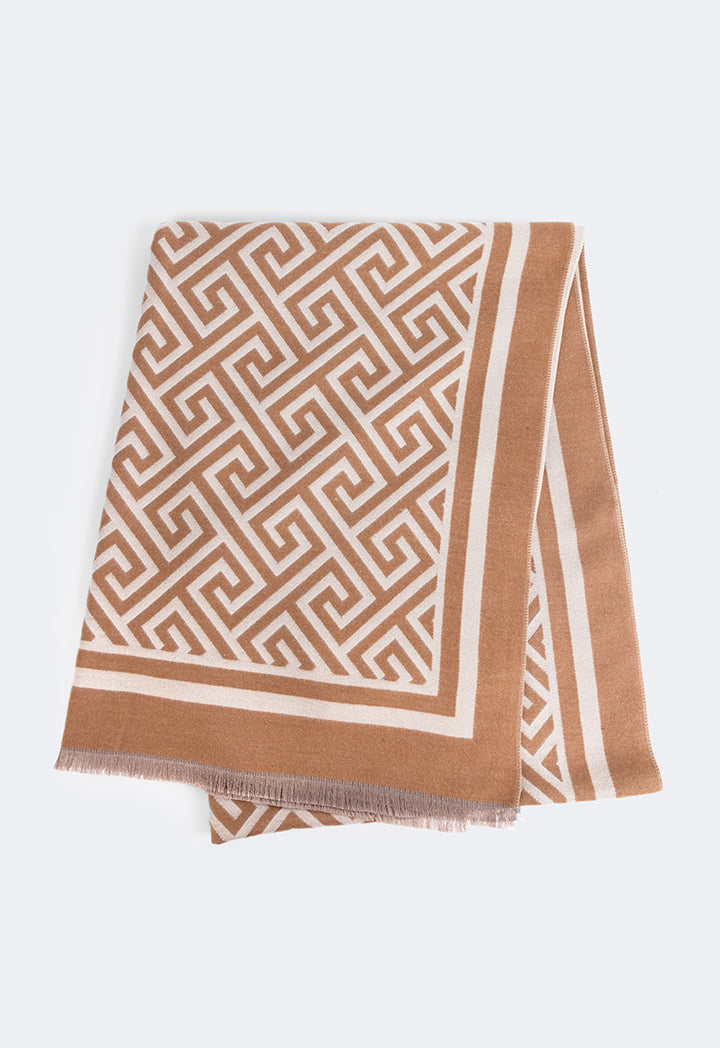 Choice Greek Key Pattern Pashmina Scarf Camel