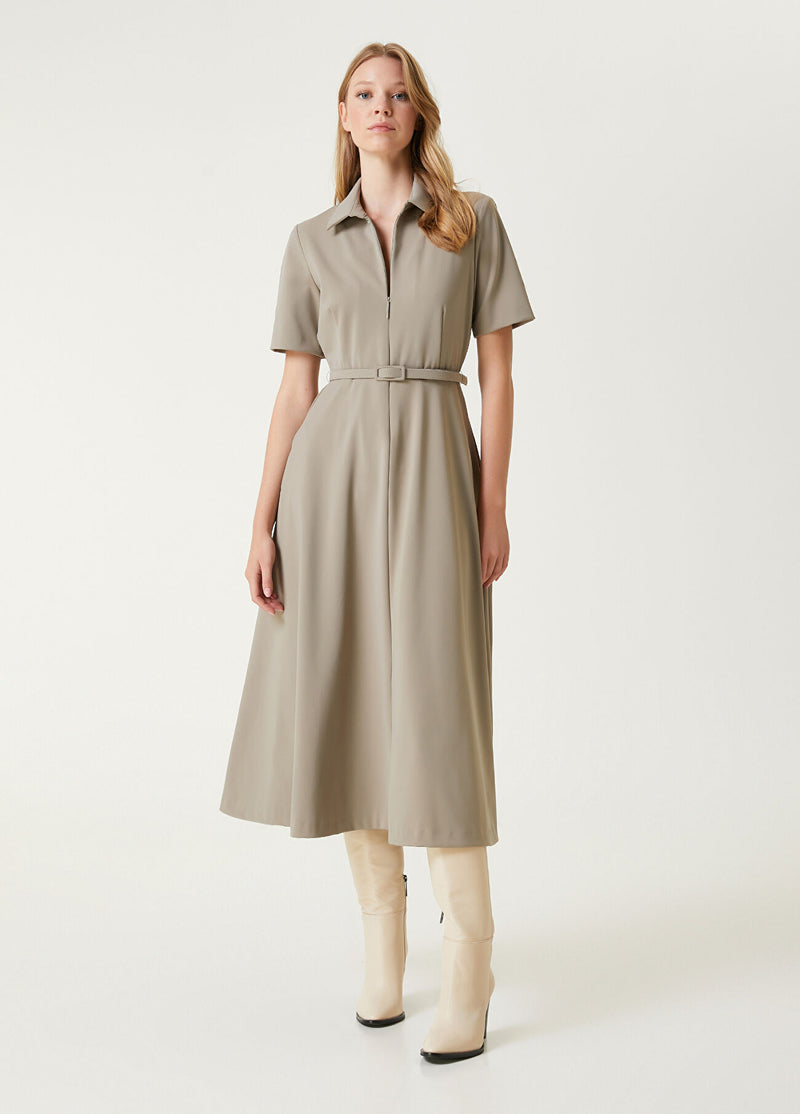 Beymen Club Midi Dress Dark Beige