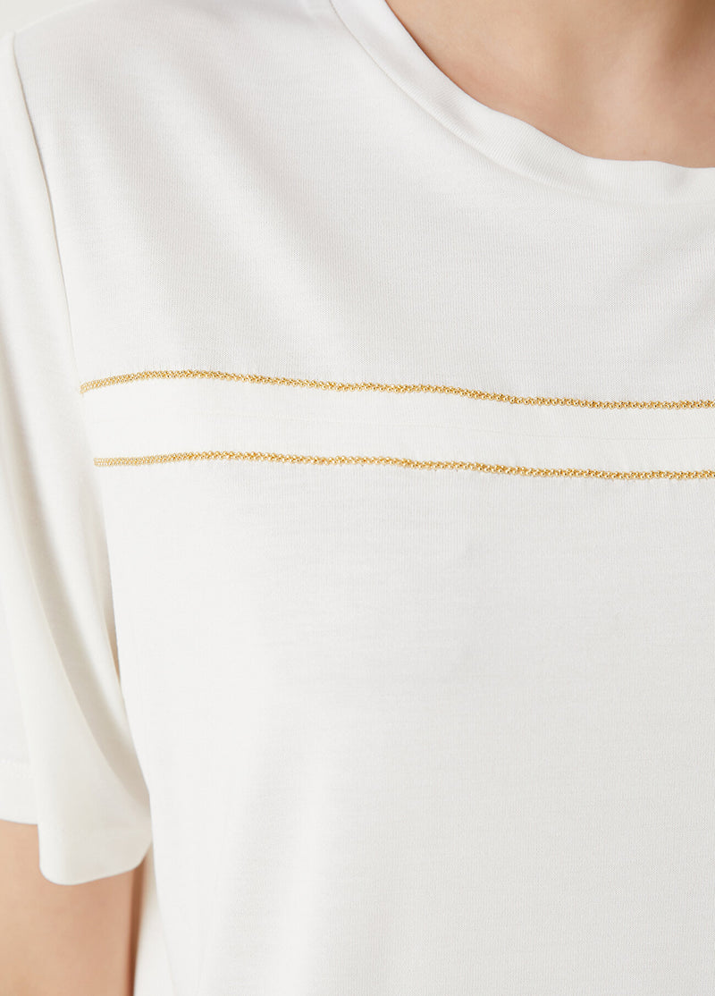 Beymen Club Chain Detailed T-Shirt Off White