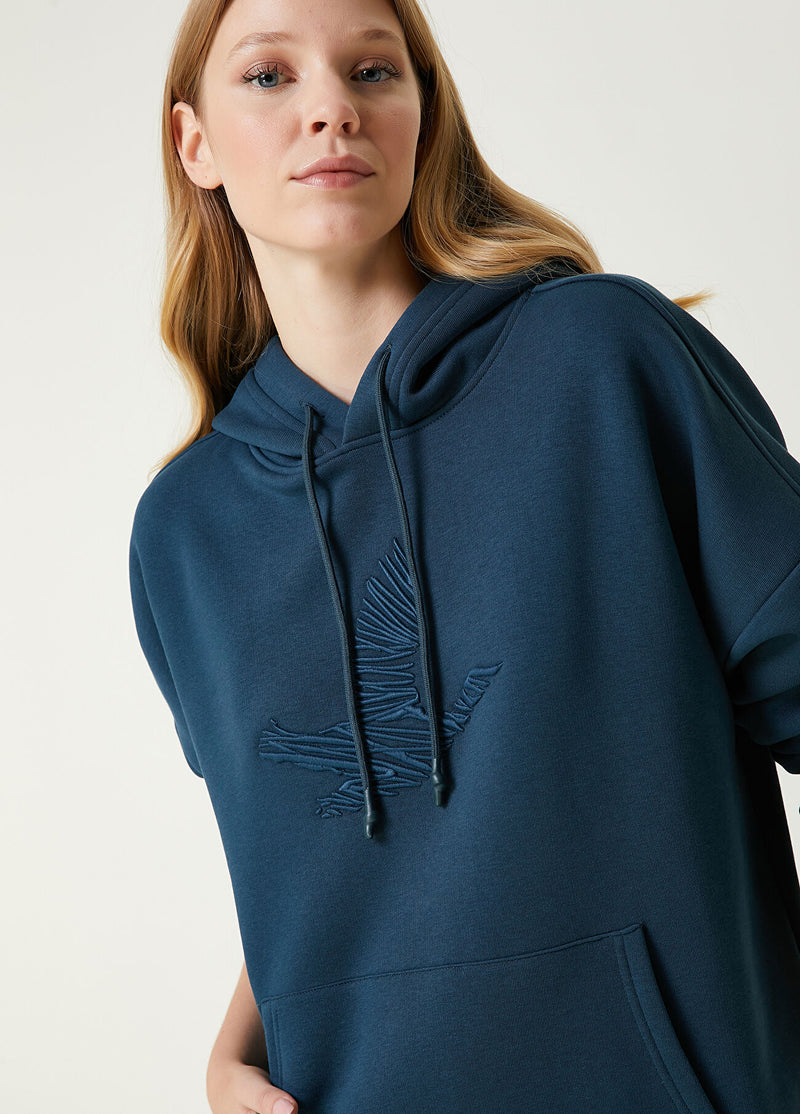 Beymen Club Teal Logo Hoodie Blue