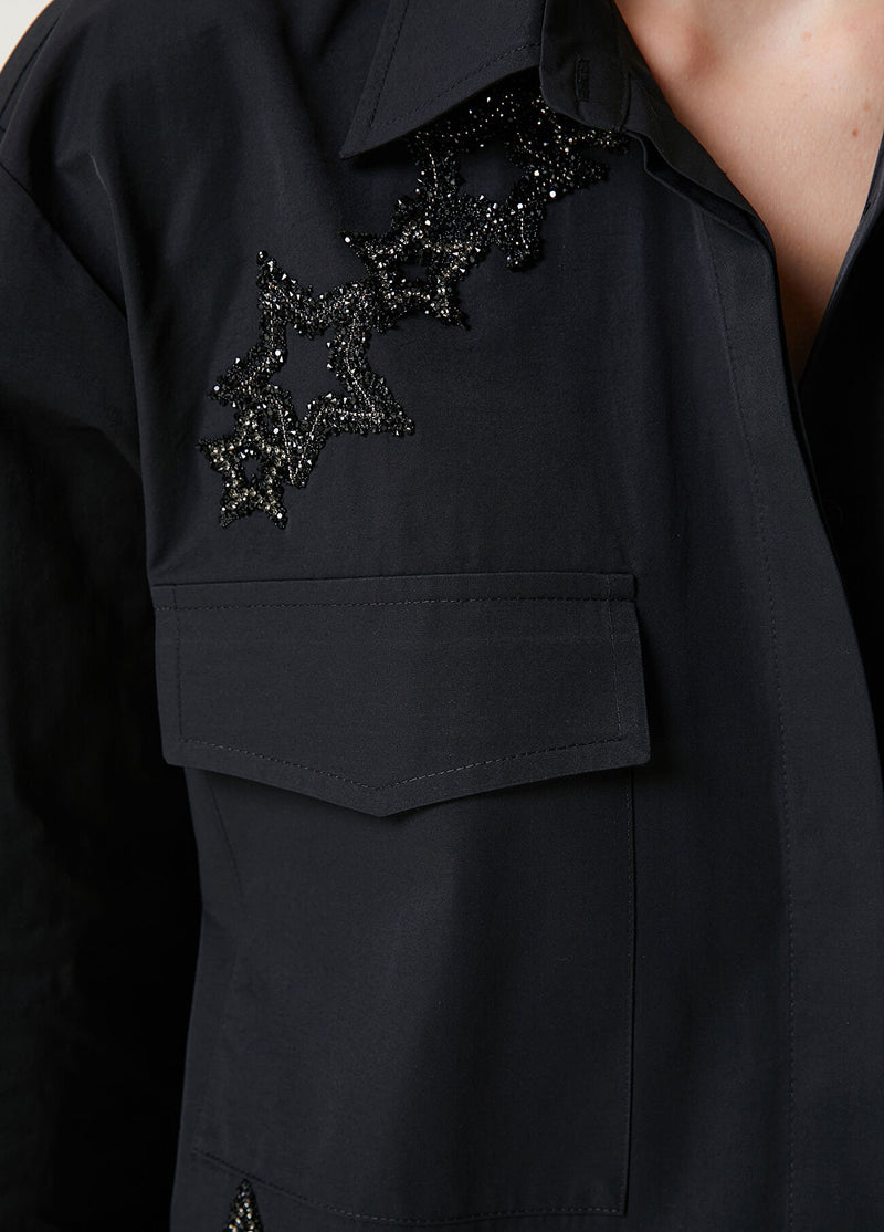 Beymen Club Embellished Technical Over Shirt Black