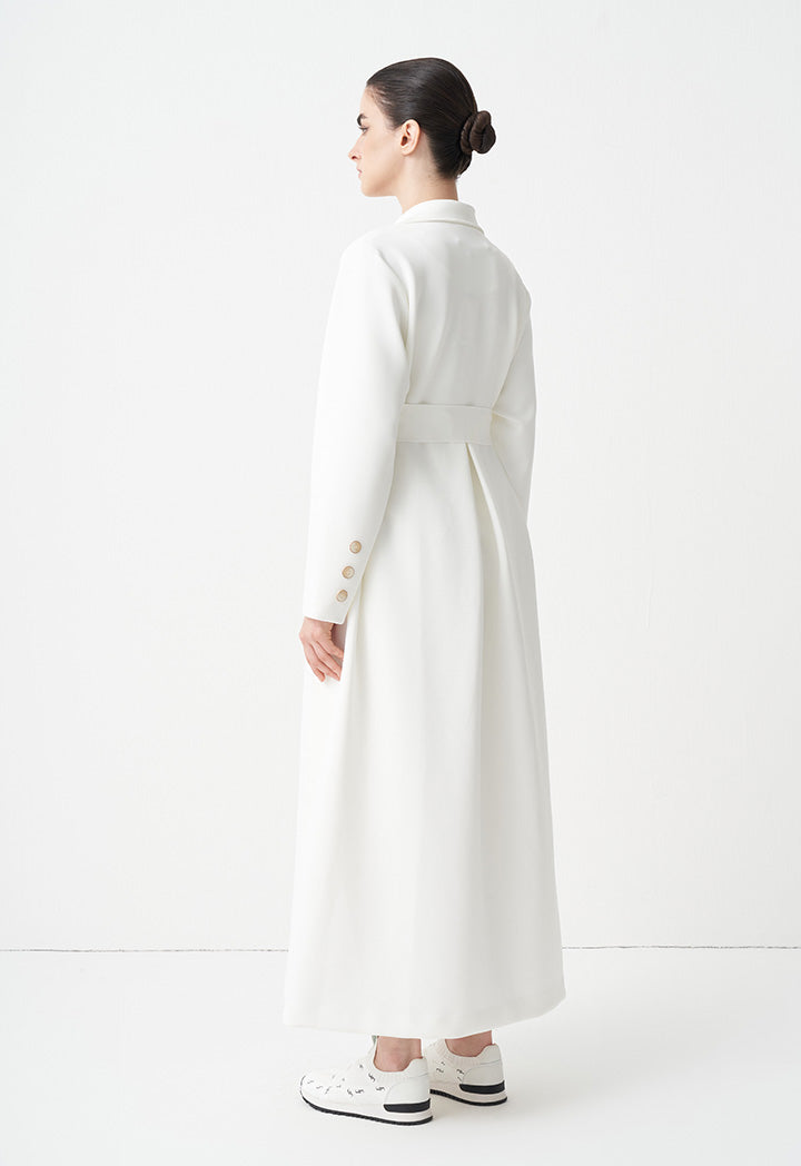 Choice Open-Front Maxi Outerwear With Belt Offwhite