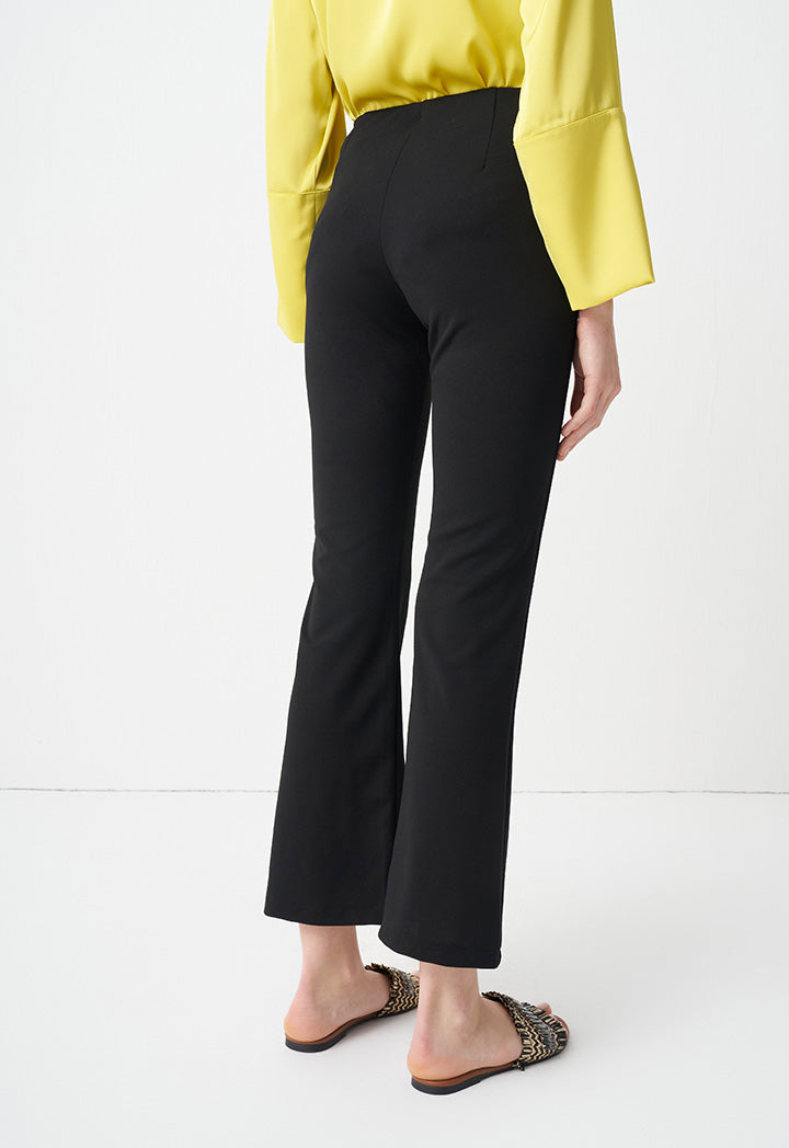 Choice Solid Flare Hem Trousers Black