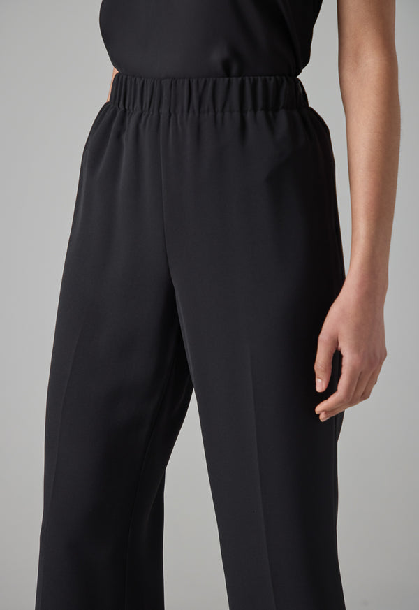 Choice Solid Straight Wide Leg Trousers Black