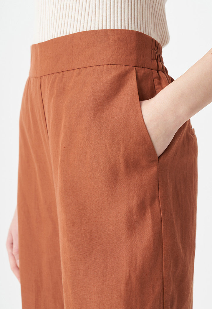Choice Solid Wide Leg Trousers Brick