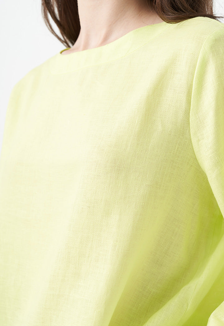 Choice Solid Long Sleeve Blouse Lime