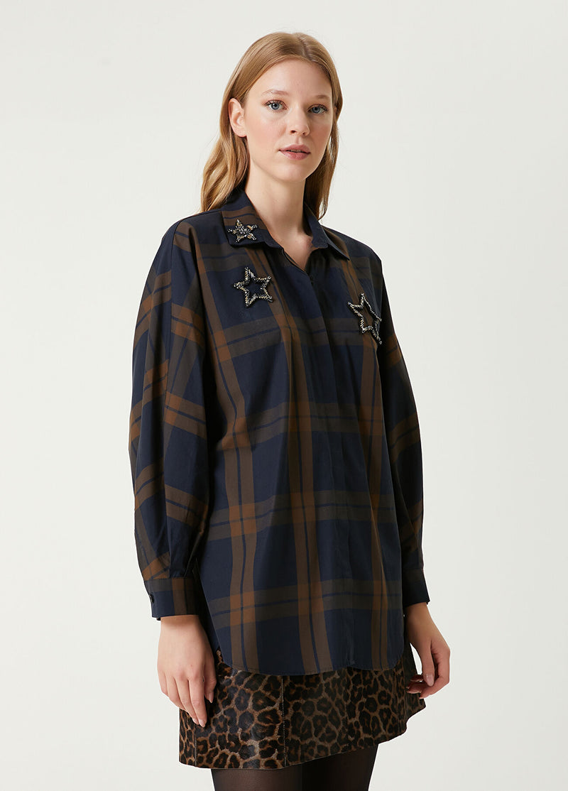 Beymen Club Navy Plaid Shirt Brown