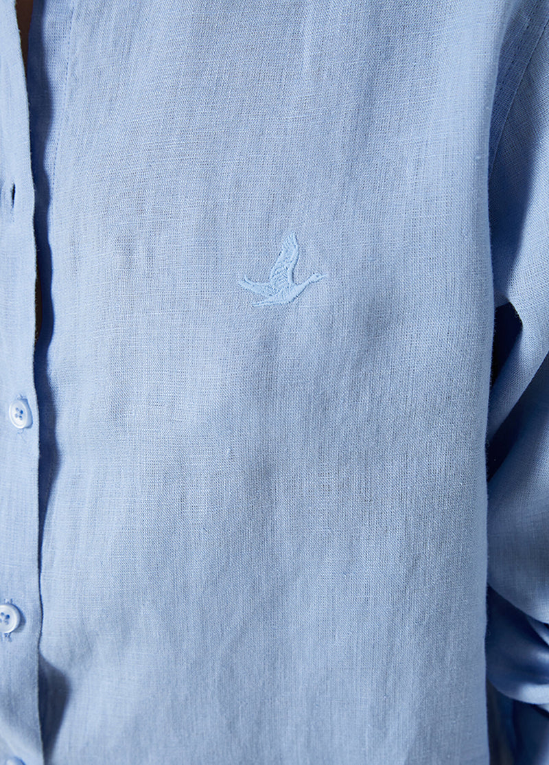 Beymen Club Linen Shirt With Bird Logo Blue