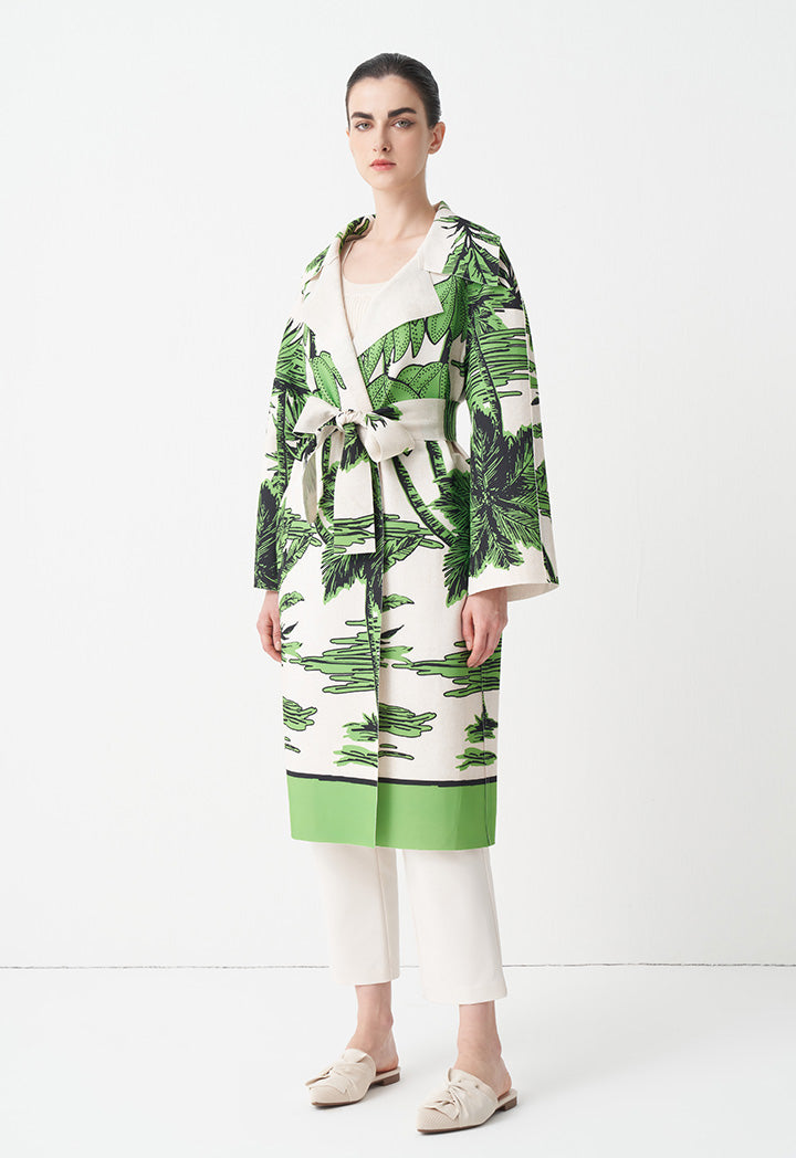 Choice Printed Outerwear With Belt Green Print