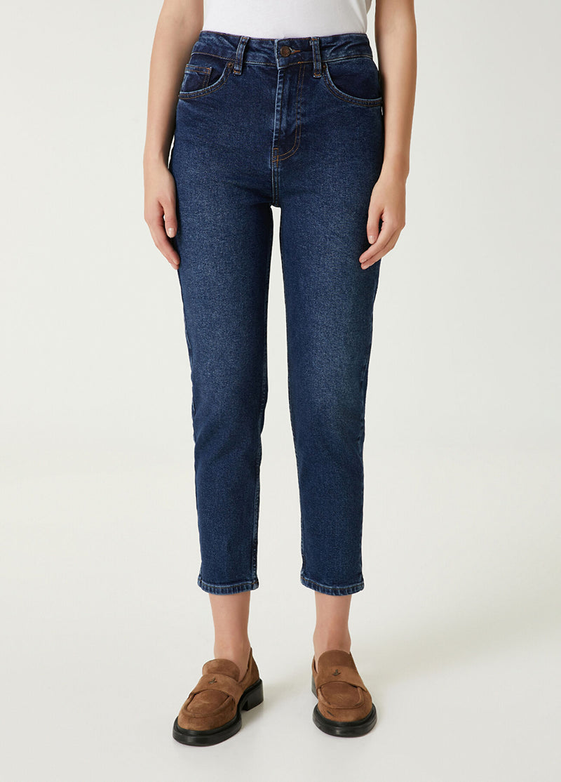 Beymen Club Dark Slim Mom Jeans Navy Blue