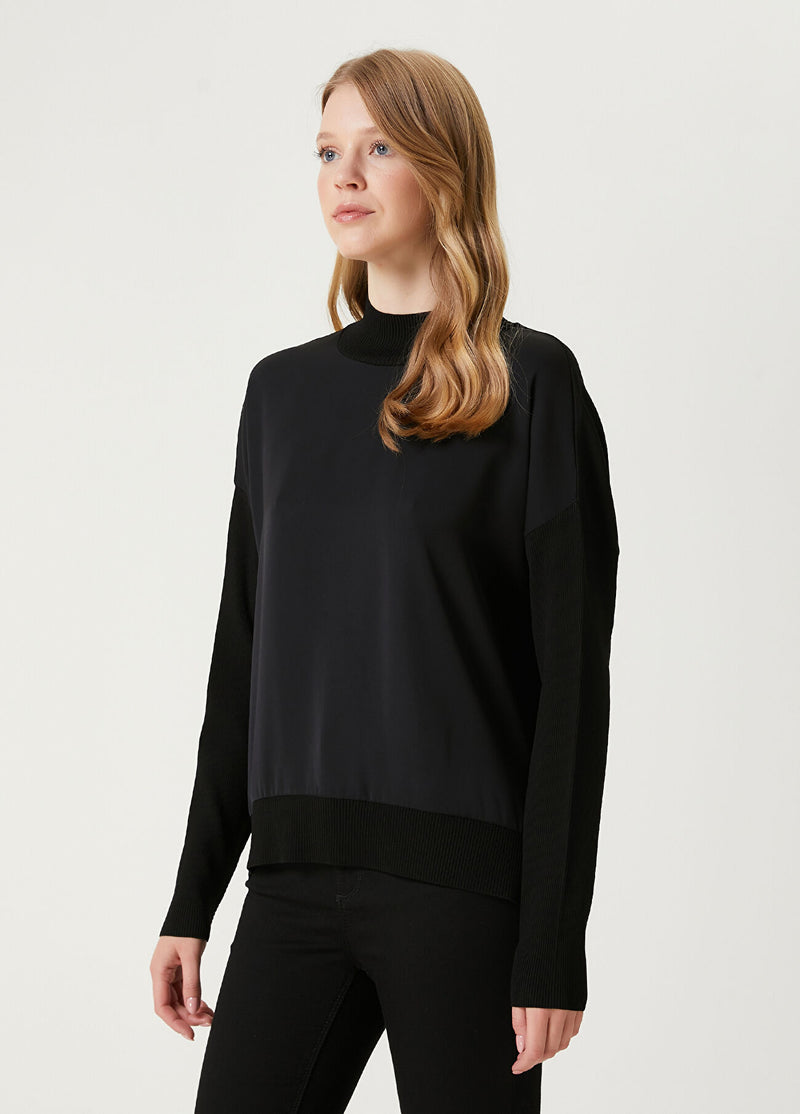 Beymen Club Satin Inserted Sweater Black