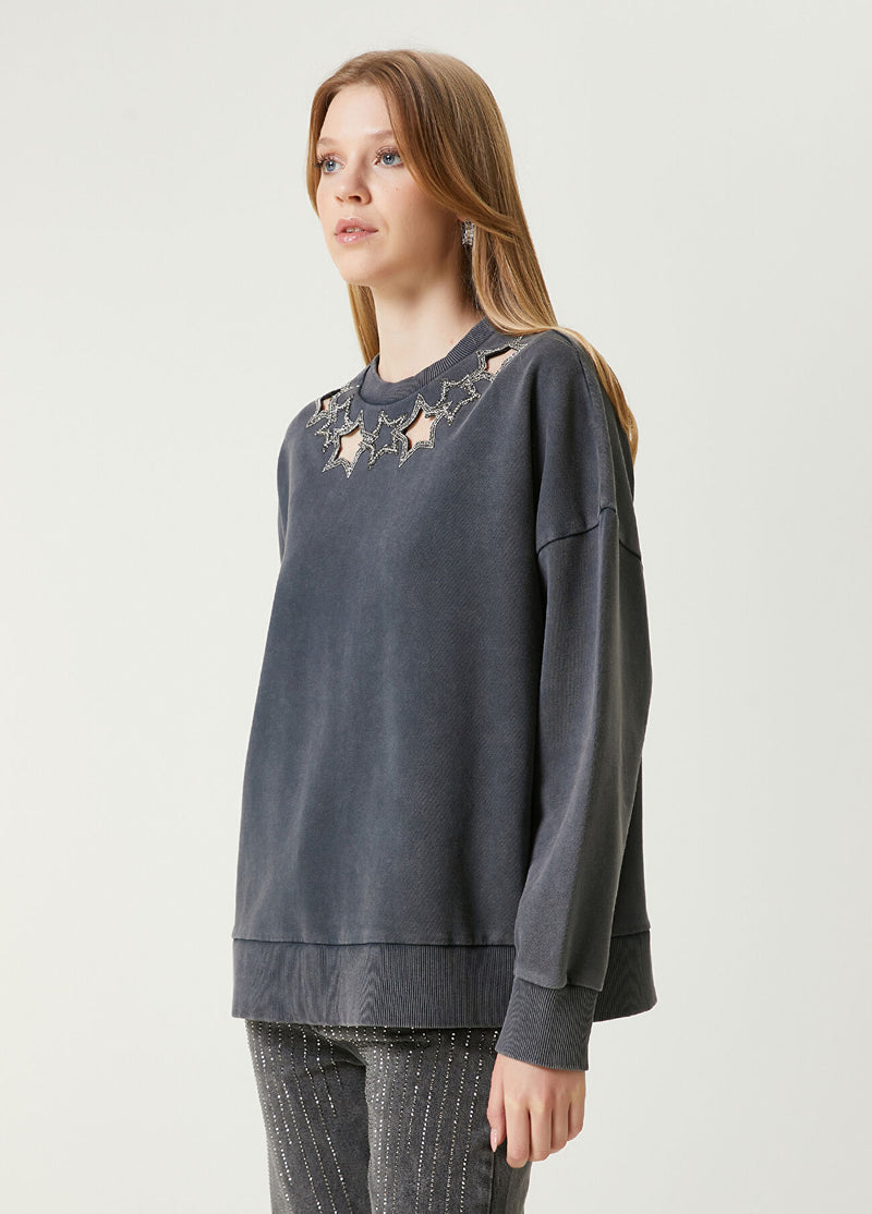 Beymen Club Star Embroidered Sweatshirt Anthracite