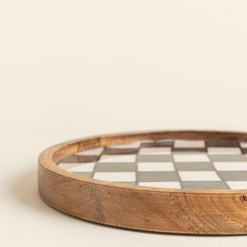 Chakra Chalet Chequered Platter 25Cm Brown