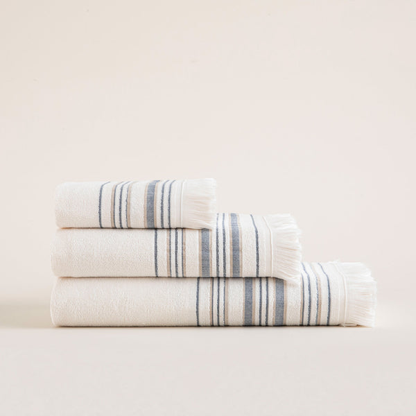 Chakra Derin Towel 100X150Cm Marine Blue/White