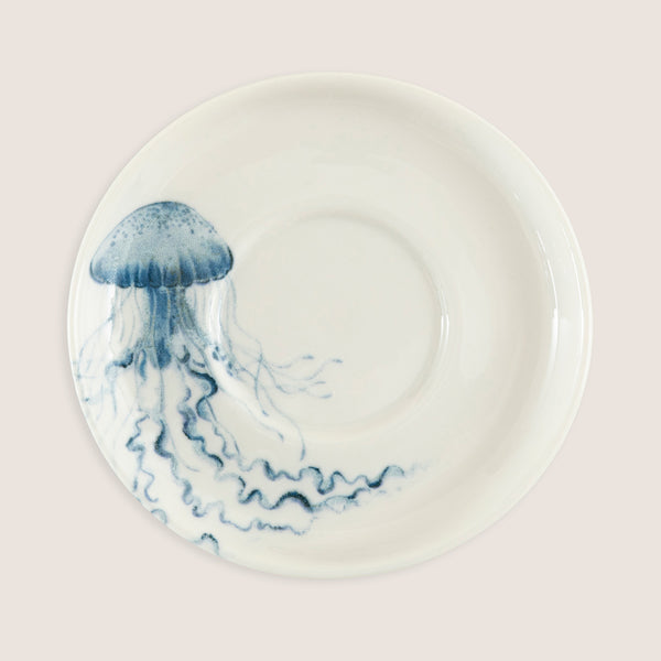 Chakra Seaside Jellyfish Tea Plate 11Cm Blue - White