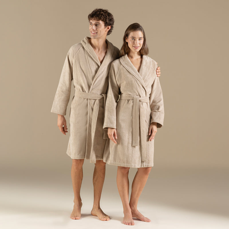 Chakra Solid Unisex Bathrobe Dark Beige
