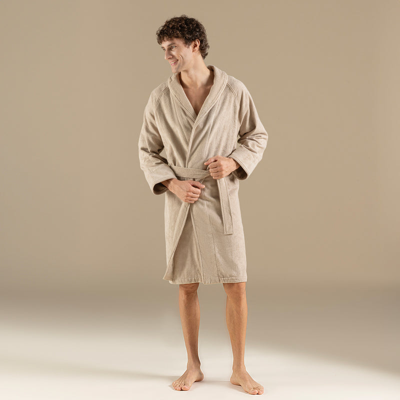 Chakra Solid Unisex Bathrobe Dark Beige