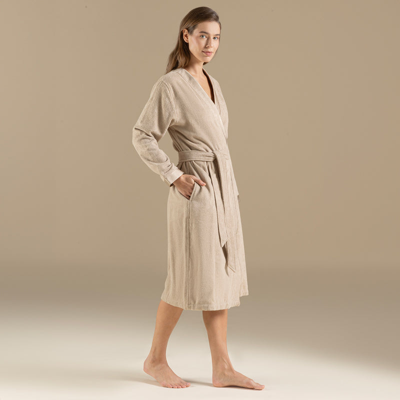 Chakra Floss Women Bathrobe Dark Beige
