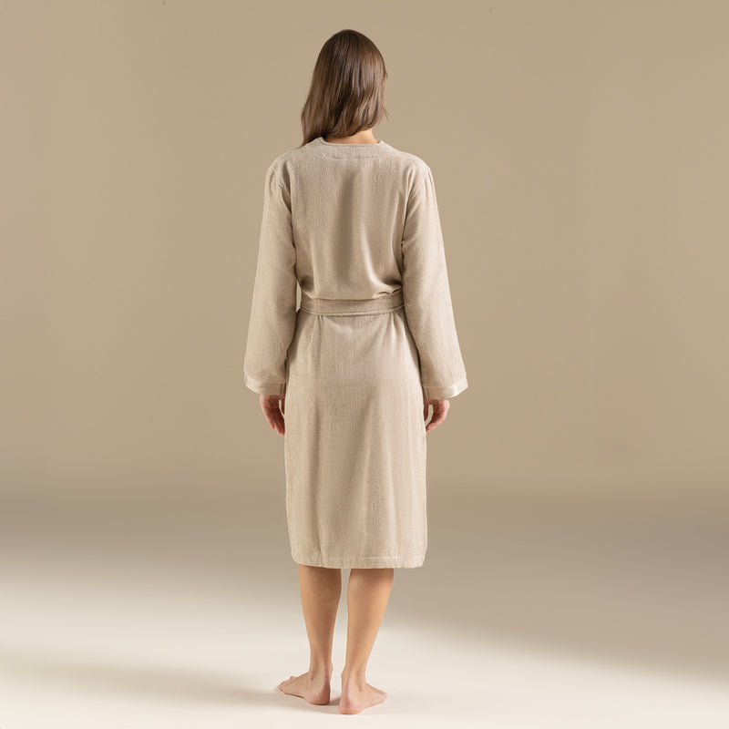 Chakra Floss Women Bathrobe Dark Beige