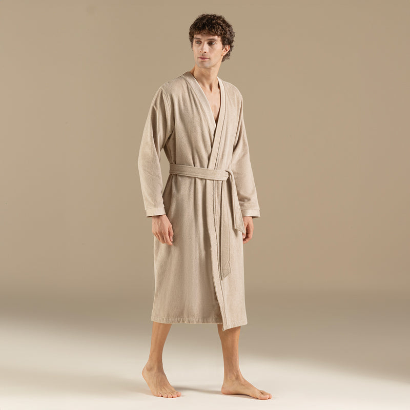Chakra Floss Women Bathrobe Dark Beige