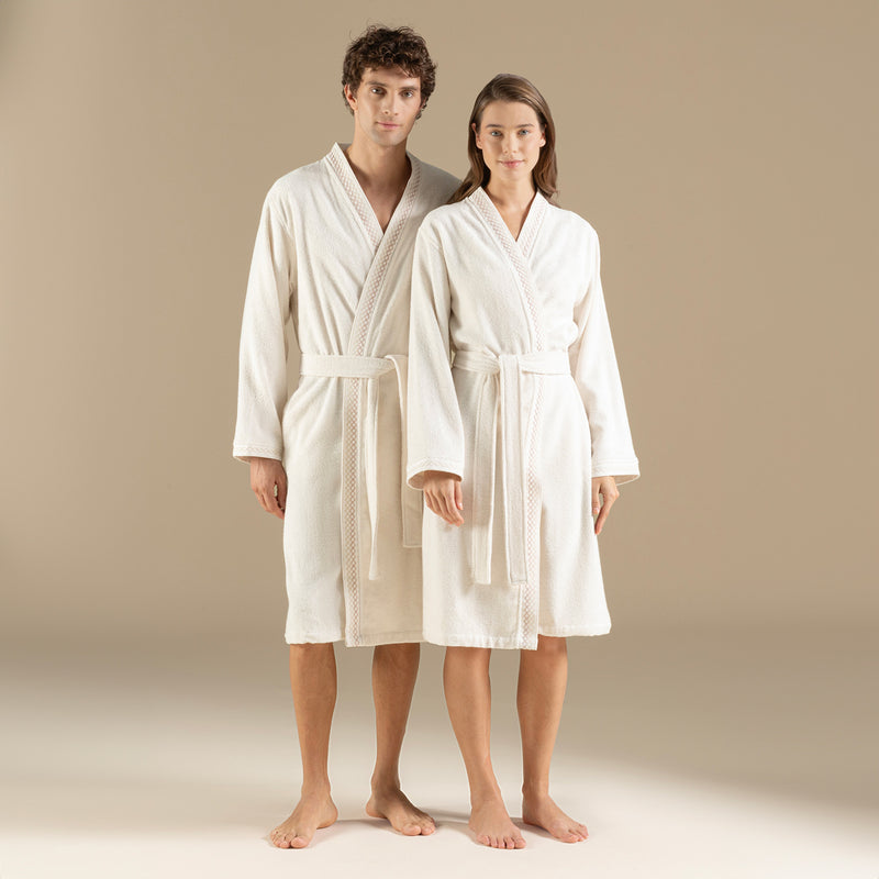 Chakra Mardille Unisex Bathrobe Ecru