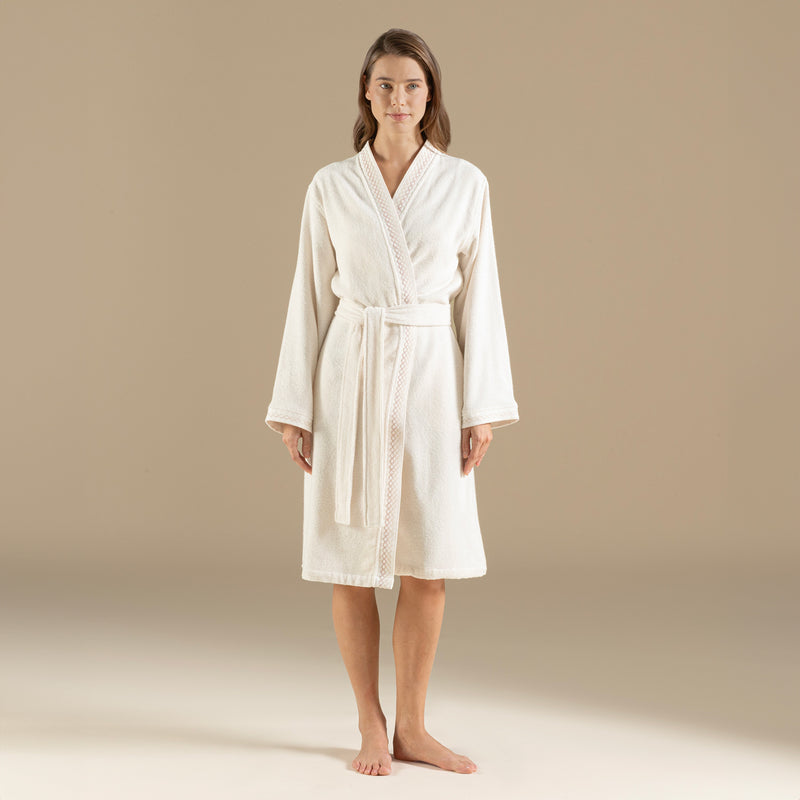 Chakra Mardille Unisex Bathrobe Ecru