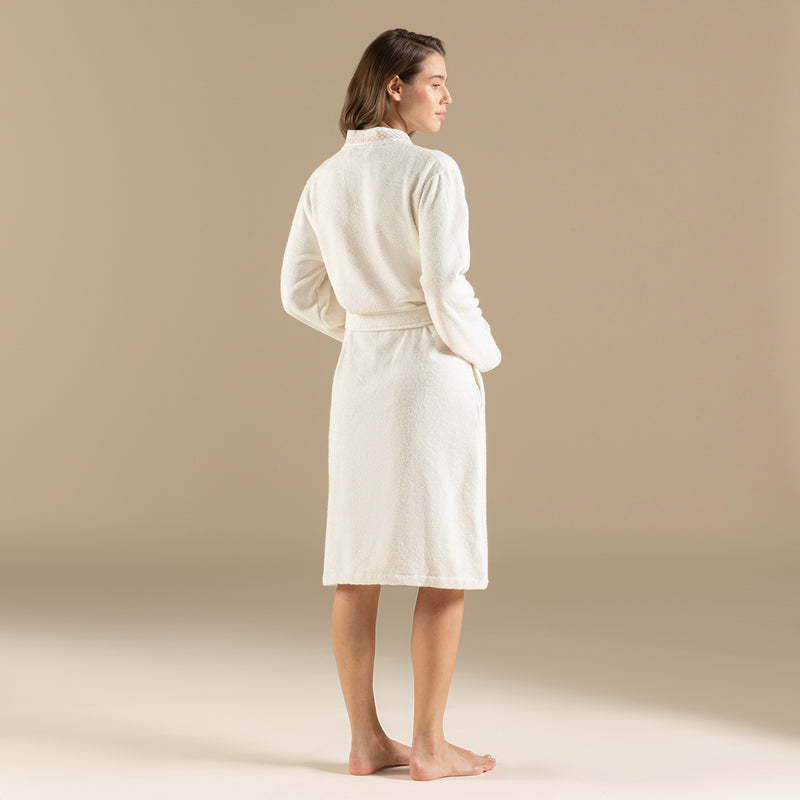 Chakra Mardille Unisex Bathrobe Ecru