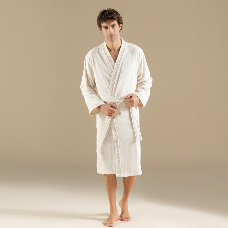 Chakra Mardille Unisex Bathrobe Ecru