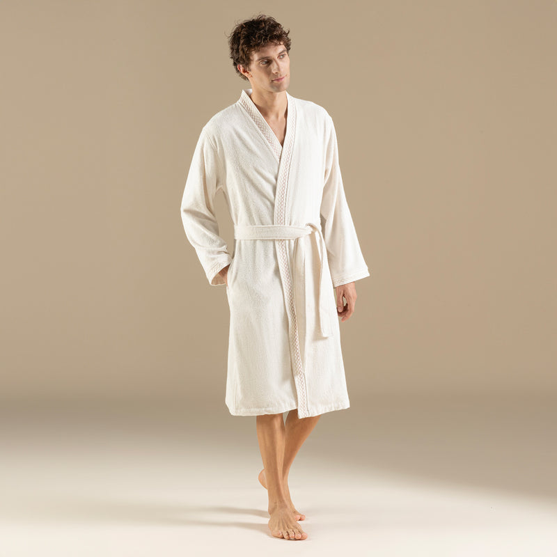 Chakra Mardille Unisex Bathrobe Ecru