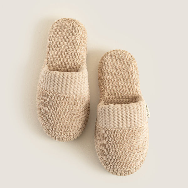 Chakra Eva Cotton Unisex Slippers Dark Beige