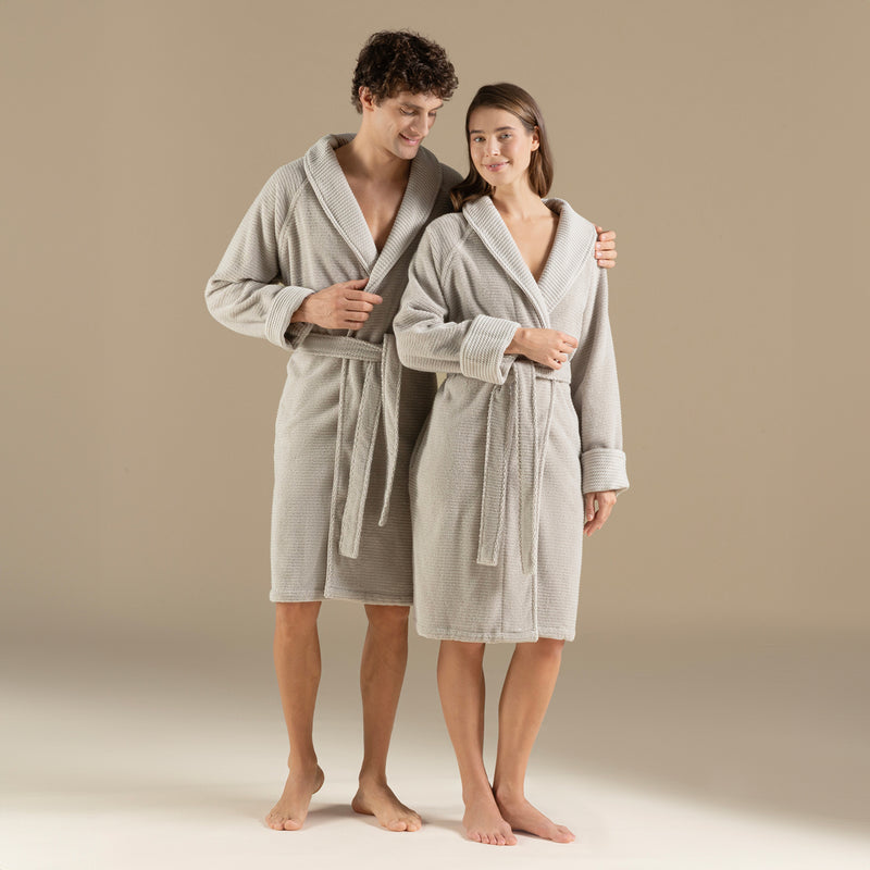 Chakra Eva Cotton Unisex Bathrobe Light Grey